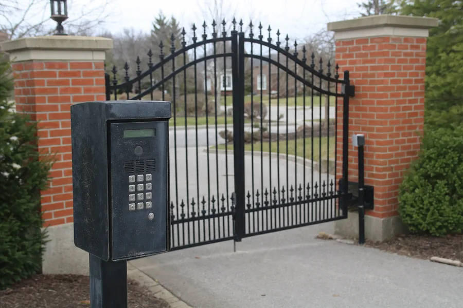 Driveway gate post, hinge and safety hardware in Topeka, KS