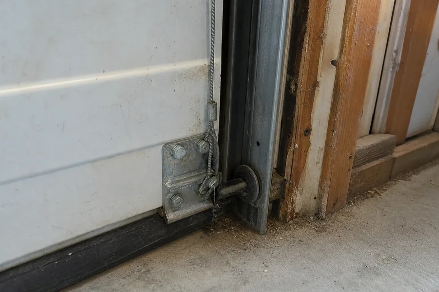 Bottom bracket, lift cable and roller on a garage door in Topeka, KS